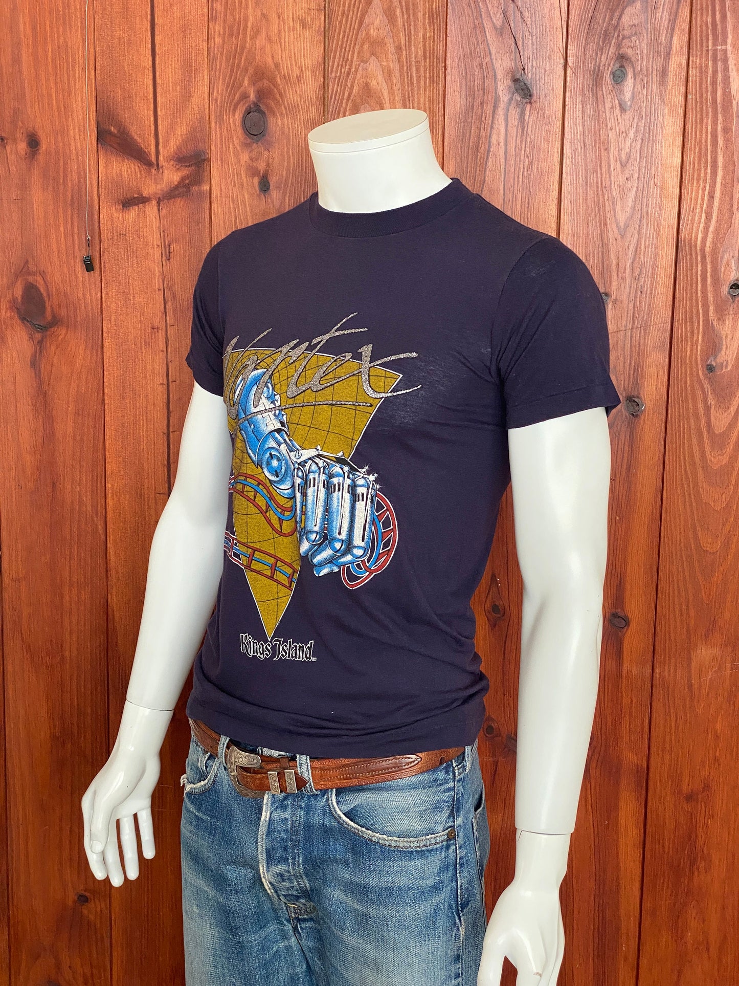 Large. Vintage 50/50 cotton 80s Vortex t shirt Made In USA