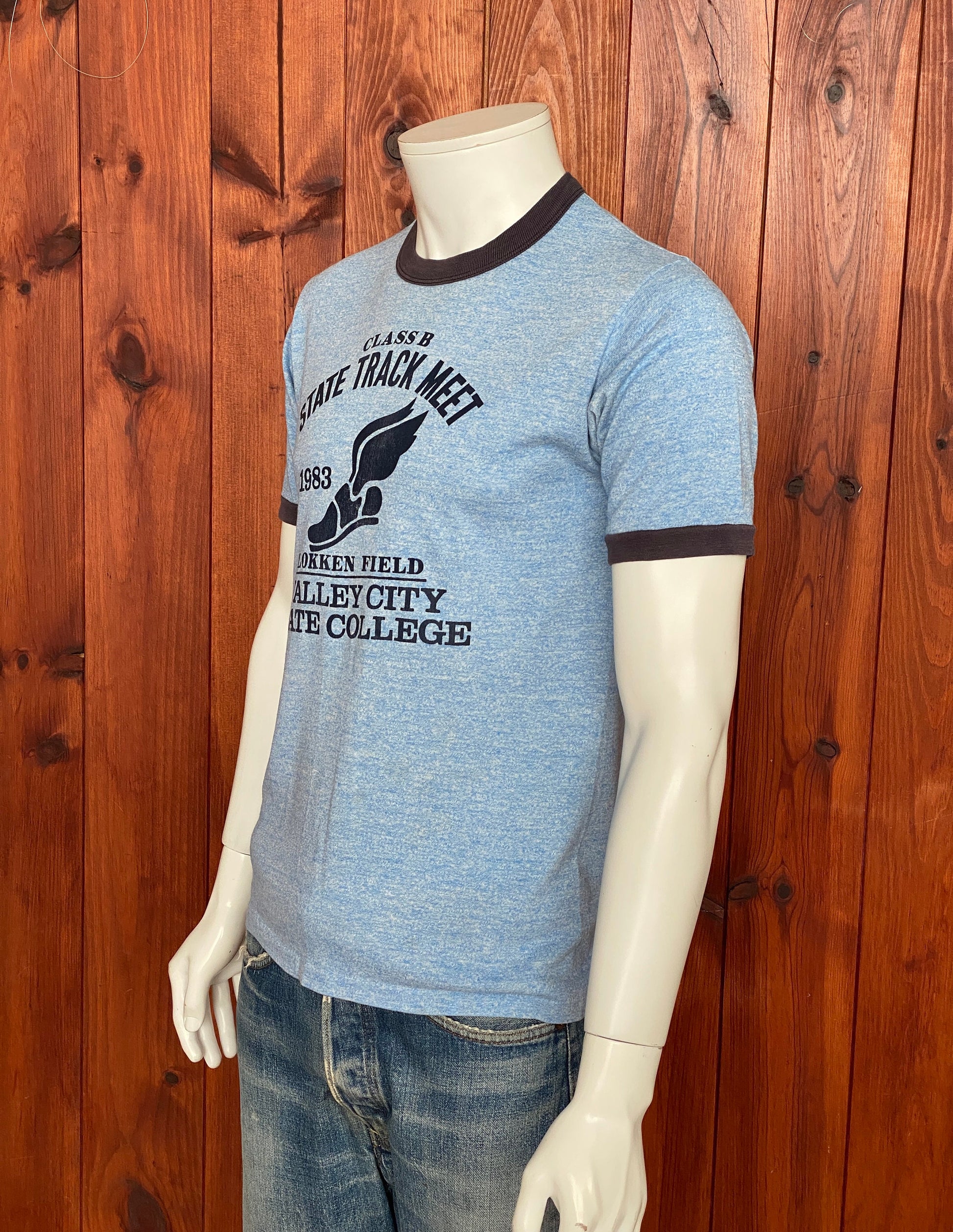 Vintage 80s State Track T-Shirt - Size M | Made in USA | Retro Athletic Style