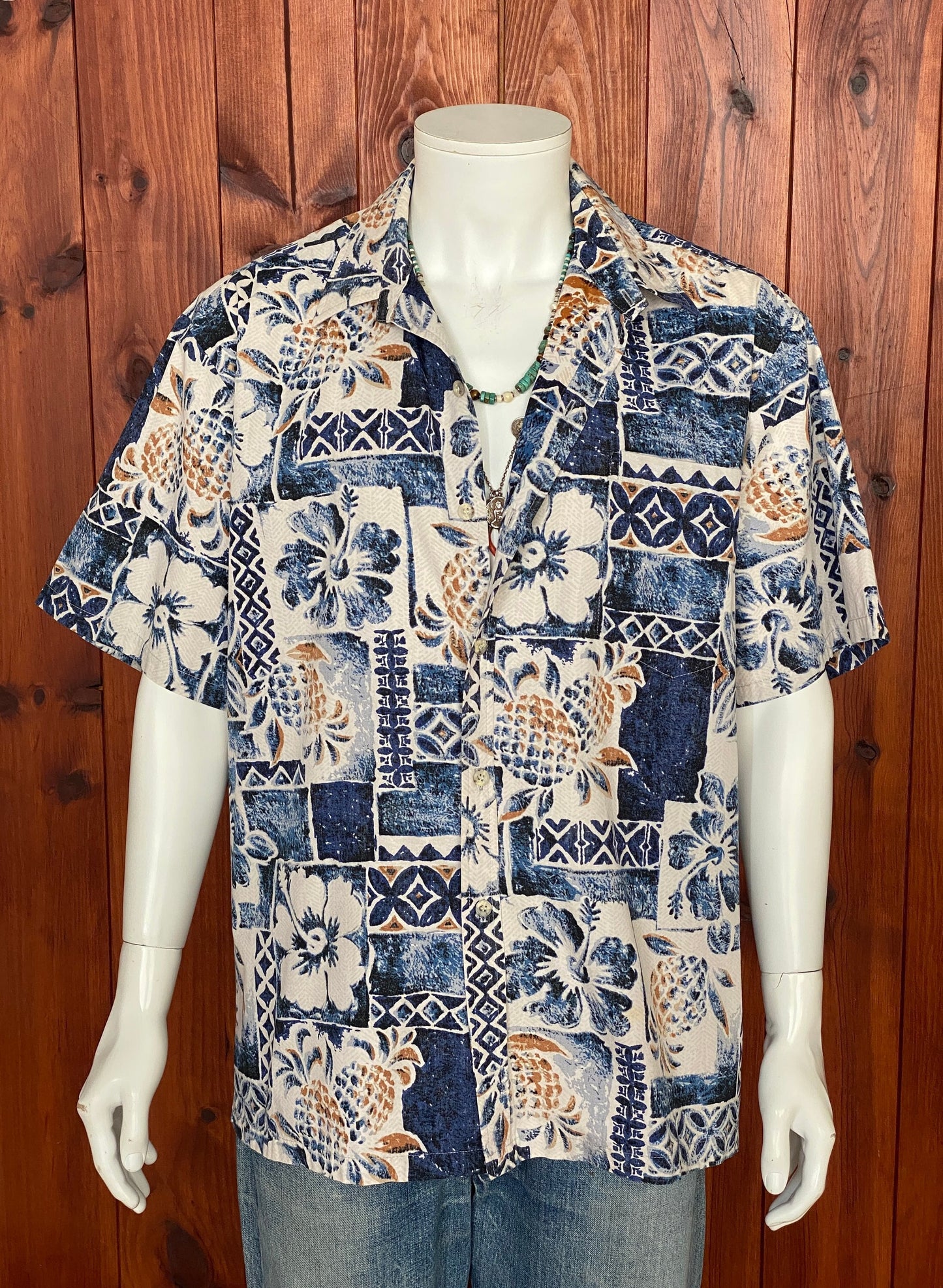 XL. Vintage 80s Hawaiian cotton shirt Made In Hawaii