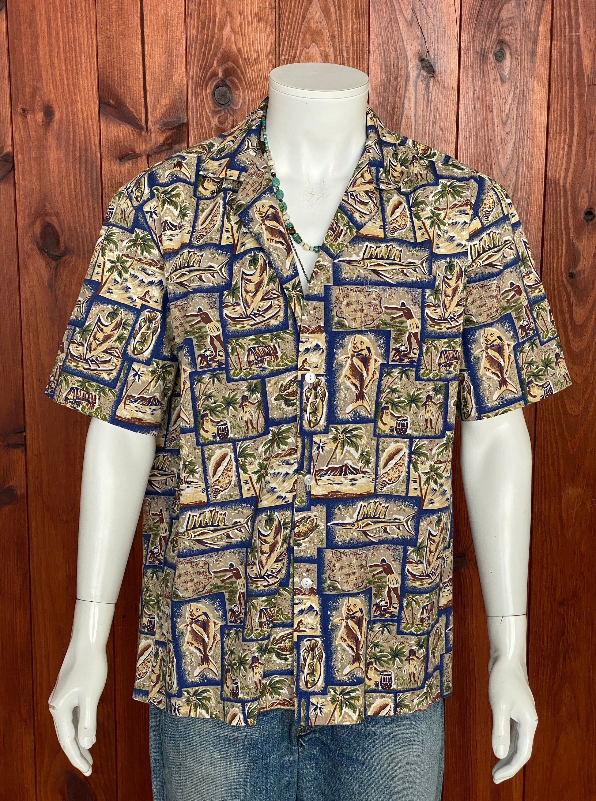 Large vintage 80s Hawaiian thin cotton shirt - retro island style.