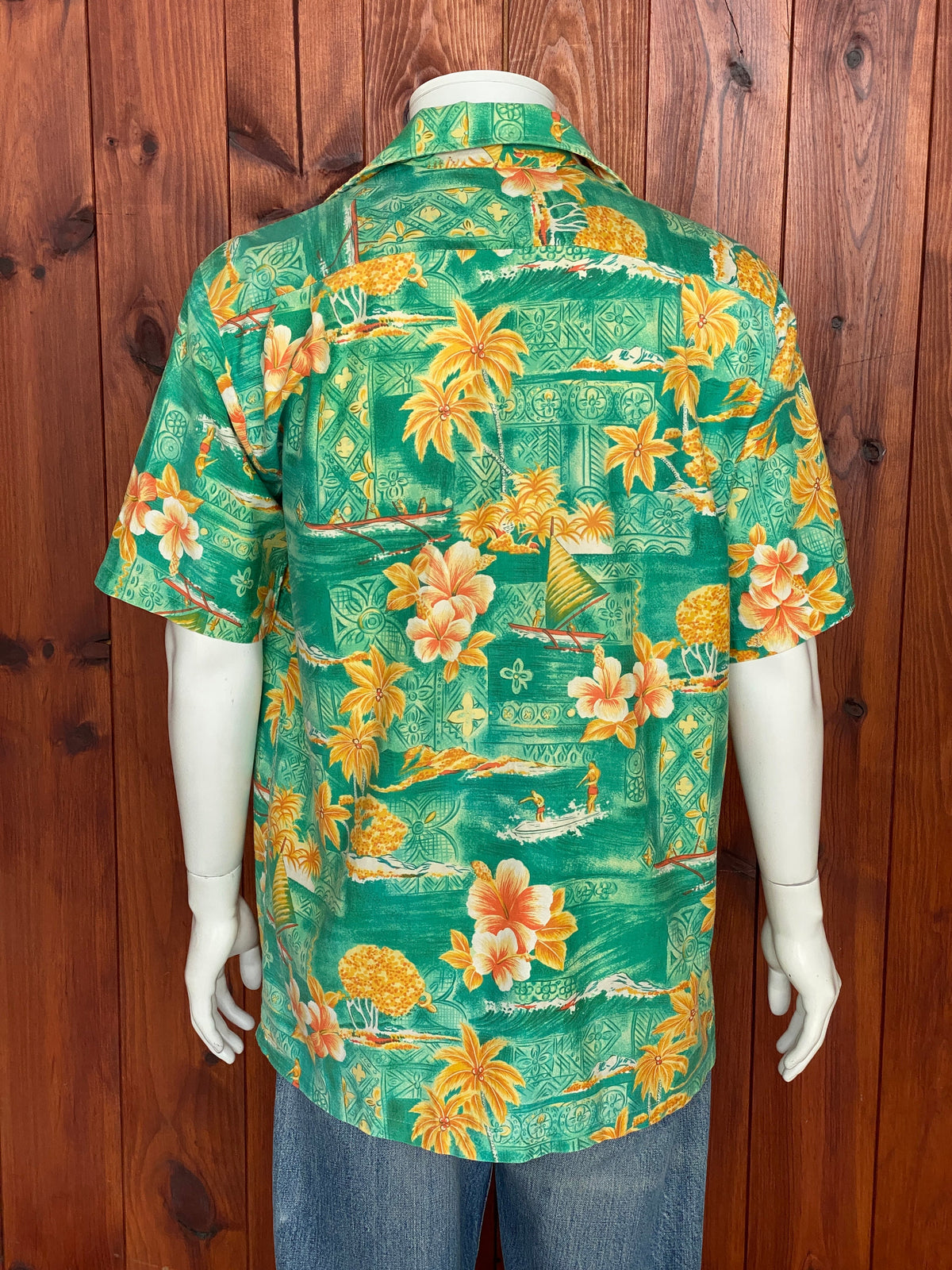 Large tall. Vintage 70s Hawaiian satin cotton shirt-AJ357 Studio