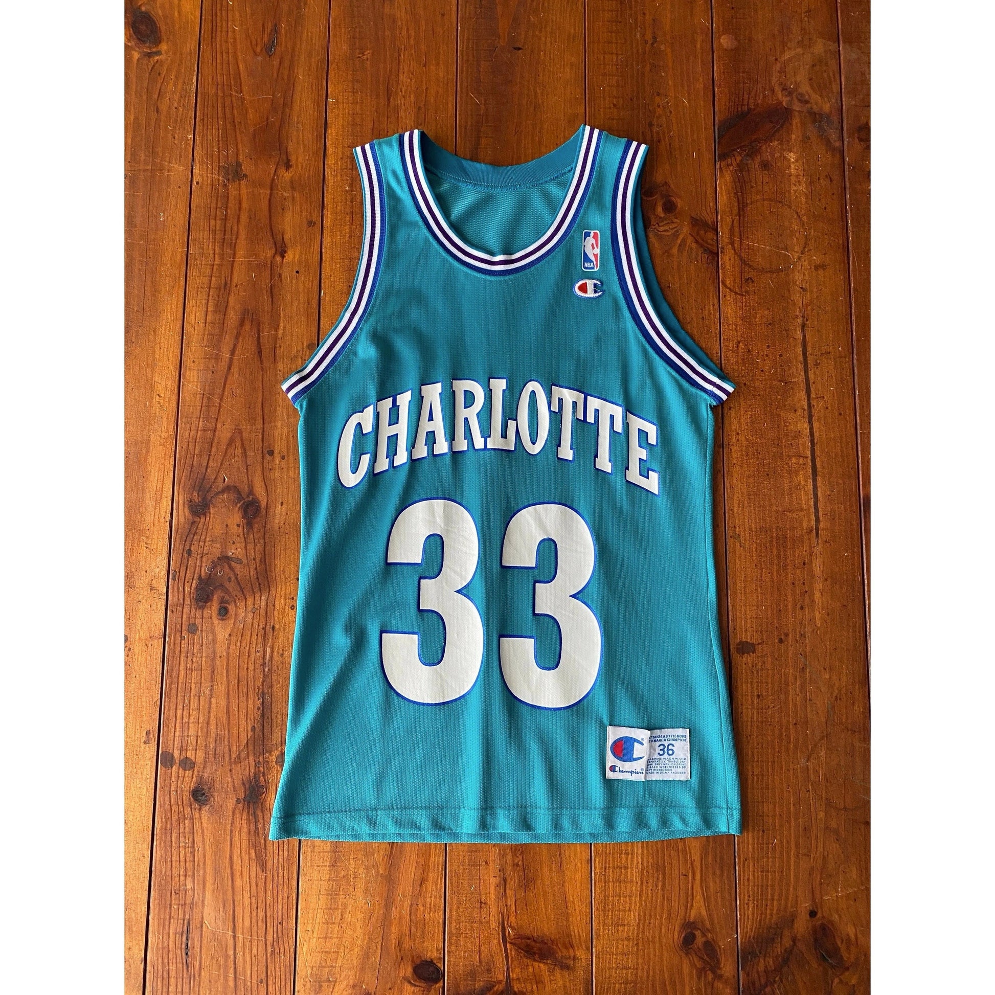 Vintage 90s NBA Champion Mourning #33 Jersey Charlotte Hornets - Size 36, Made in USA