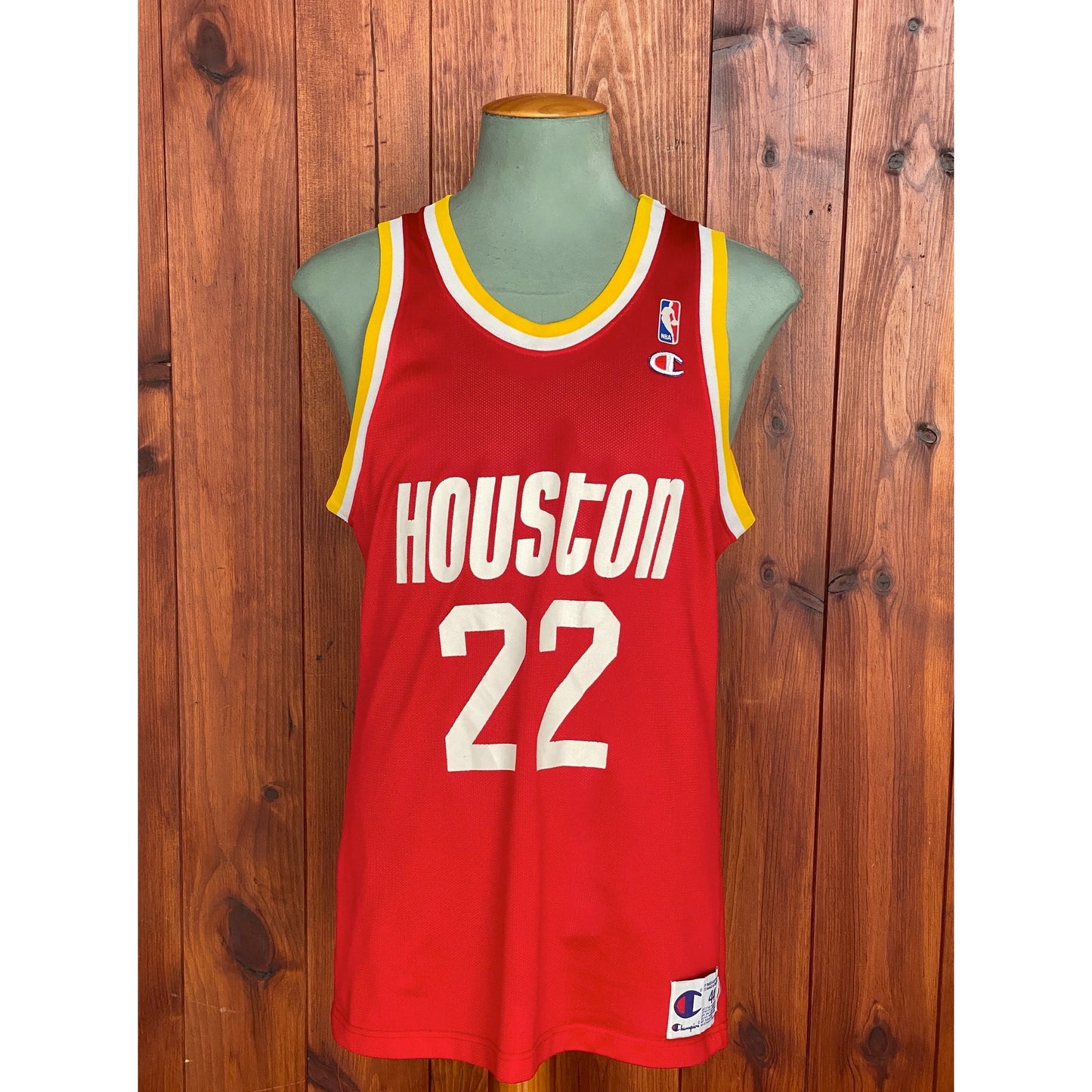 Authentic Size 44 Clyde Drexler #22 Houston Rockets Vintage NBA Champion Jersey | Made in USA