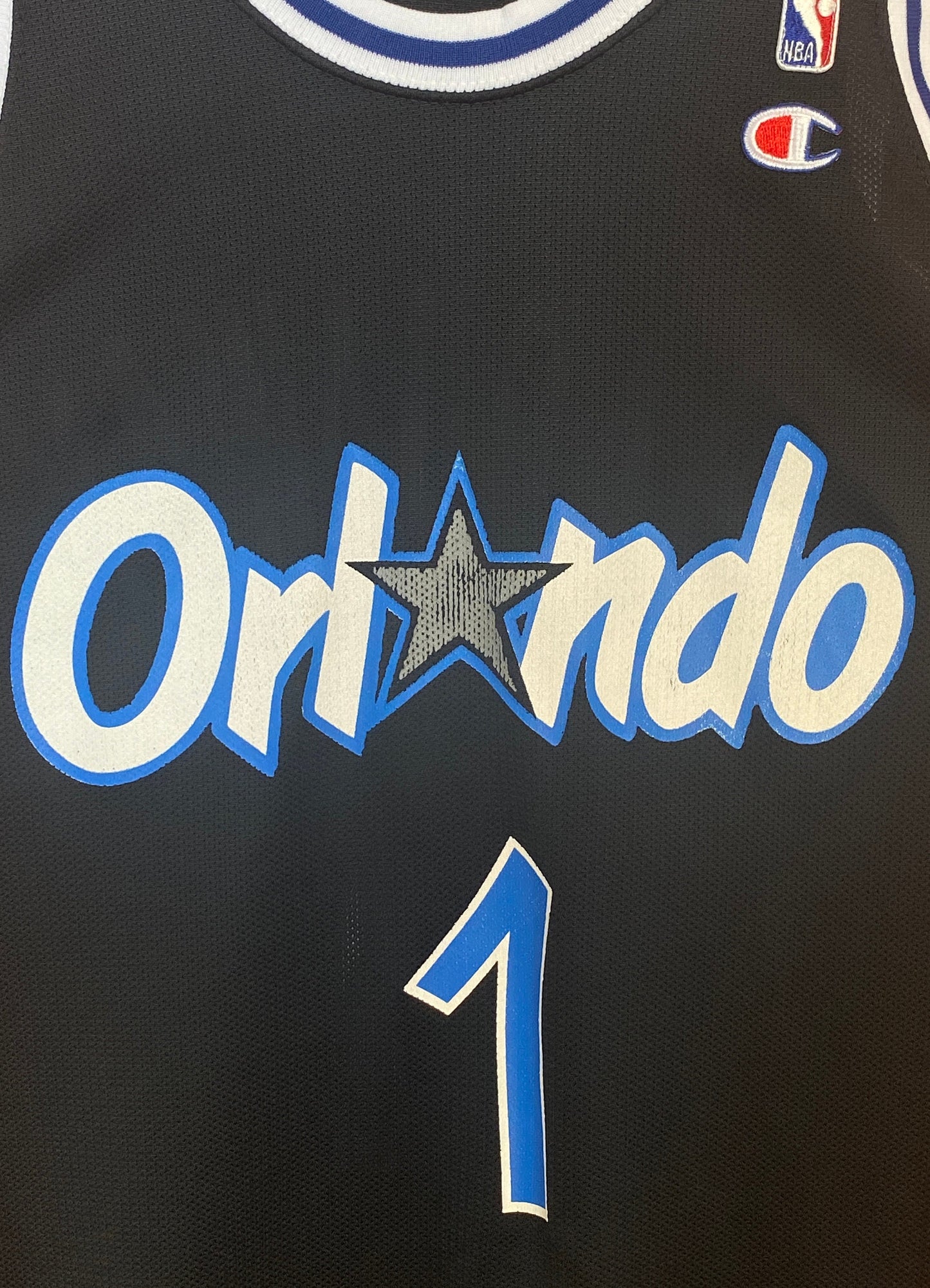 Vintage 90s Orlando Champion NBA jersey with player Hardaway #01, size 48 - front view.