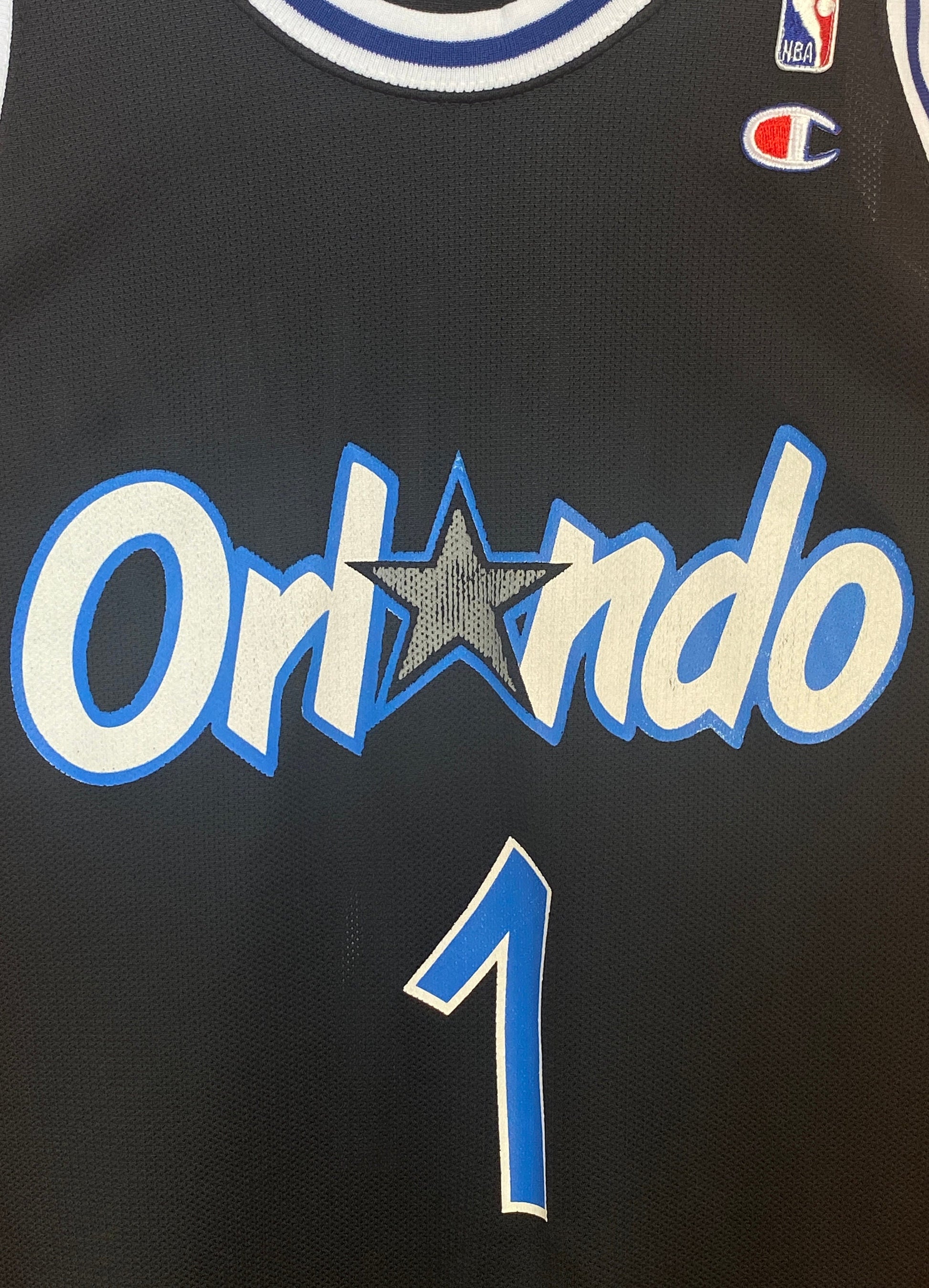 Vintage 90s Orlando Champion NBA jersey with player Hardaway #01, size 48 - front view.