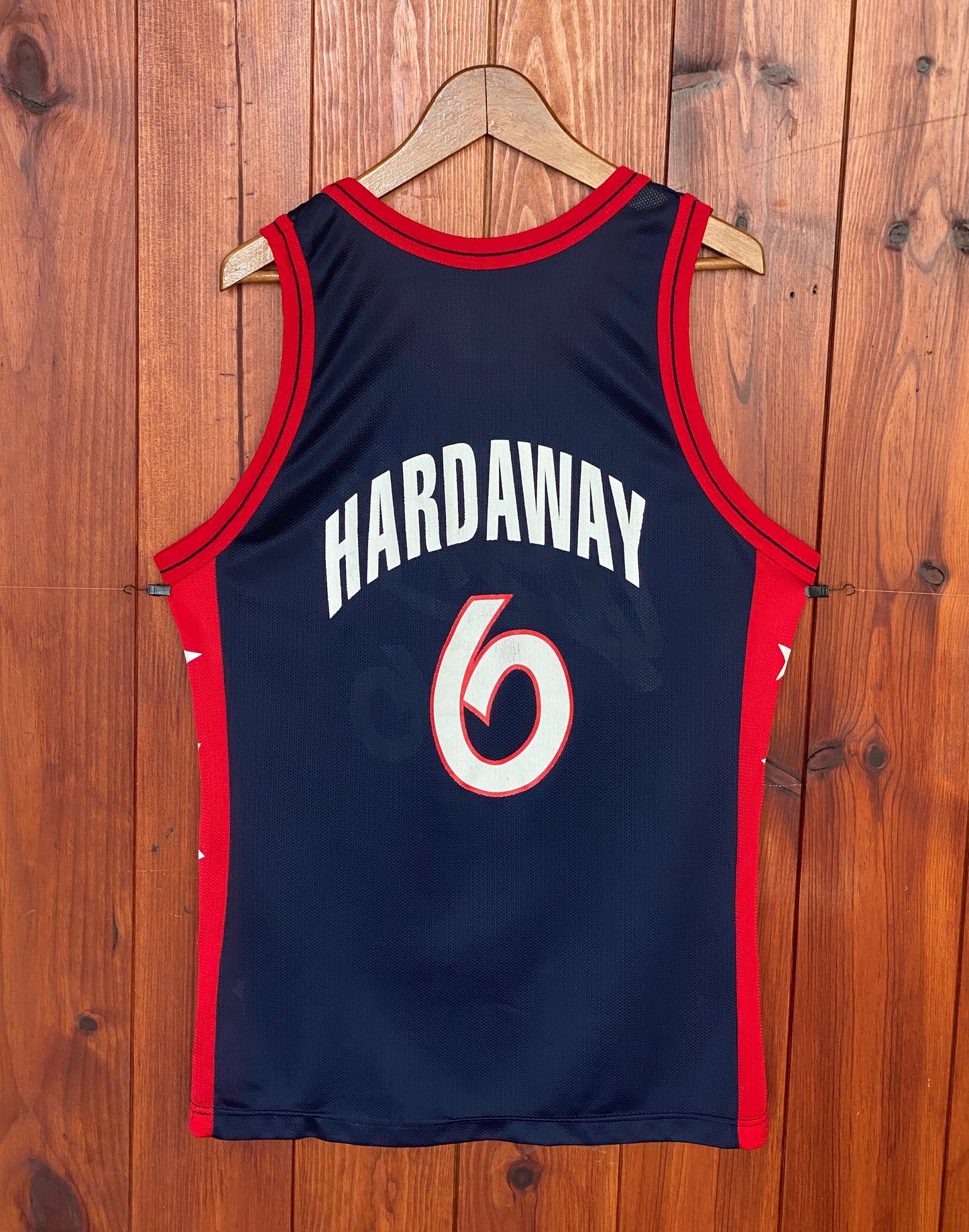 Vintage Dream Team Olympic Champion NBA jersey, size 44, featuring Hardaway #6 - back view. Made in USA.