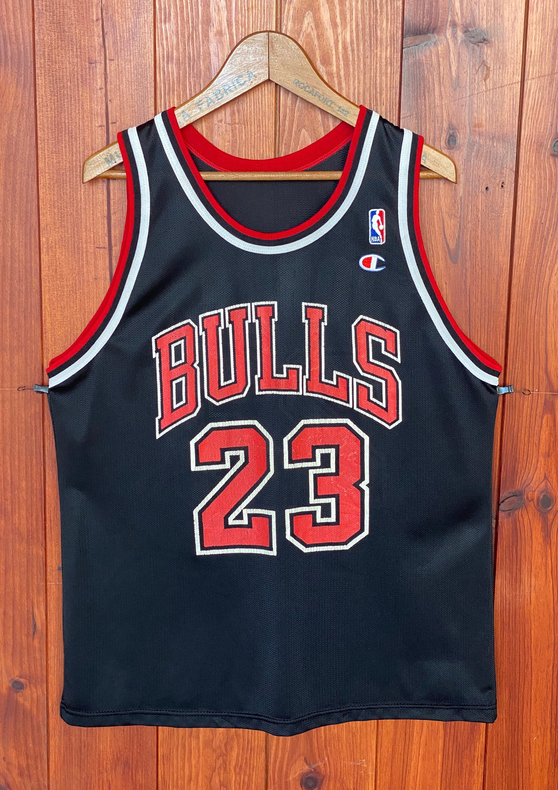 Vintage 90s Chicago Bulls Michael Jordan #23 NBA jersey, size 44 - front view.