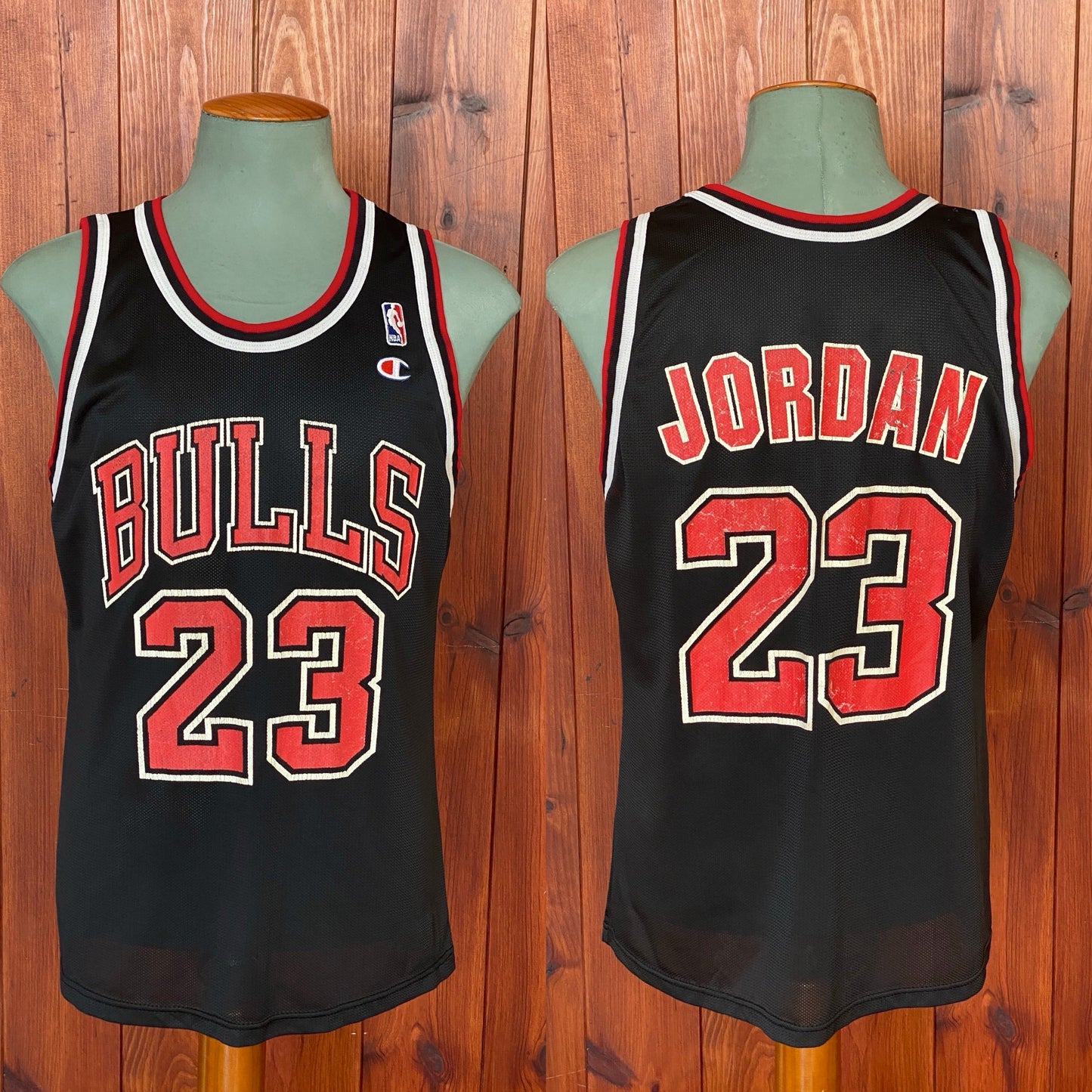 Vintage 90s Chicago Bulls Michael Jordan #23 NBA jersey, size 44 - front view.