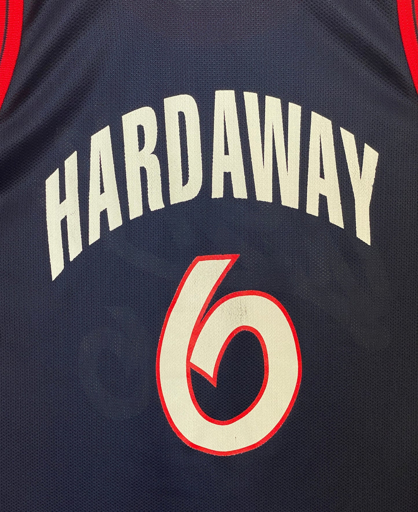 Vintage Dream Team Olympic Champion NBA jersey, size 44, featuring Hardaway #6 - back view. Made in USA.