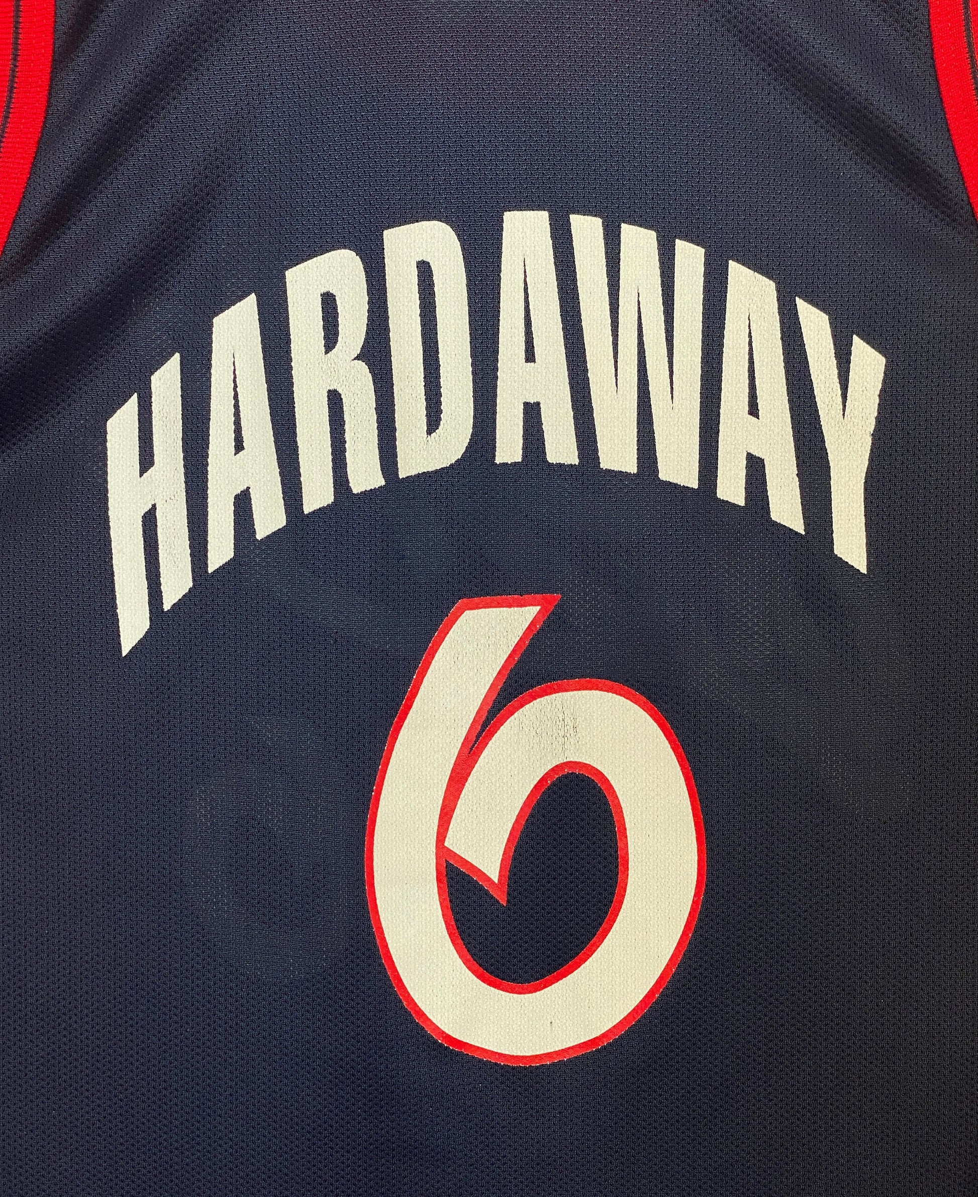 Vintage Dream Team Olympic Champion NBA jersey, size 44, featuring Hardaway #6 - back view. Made in USA.