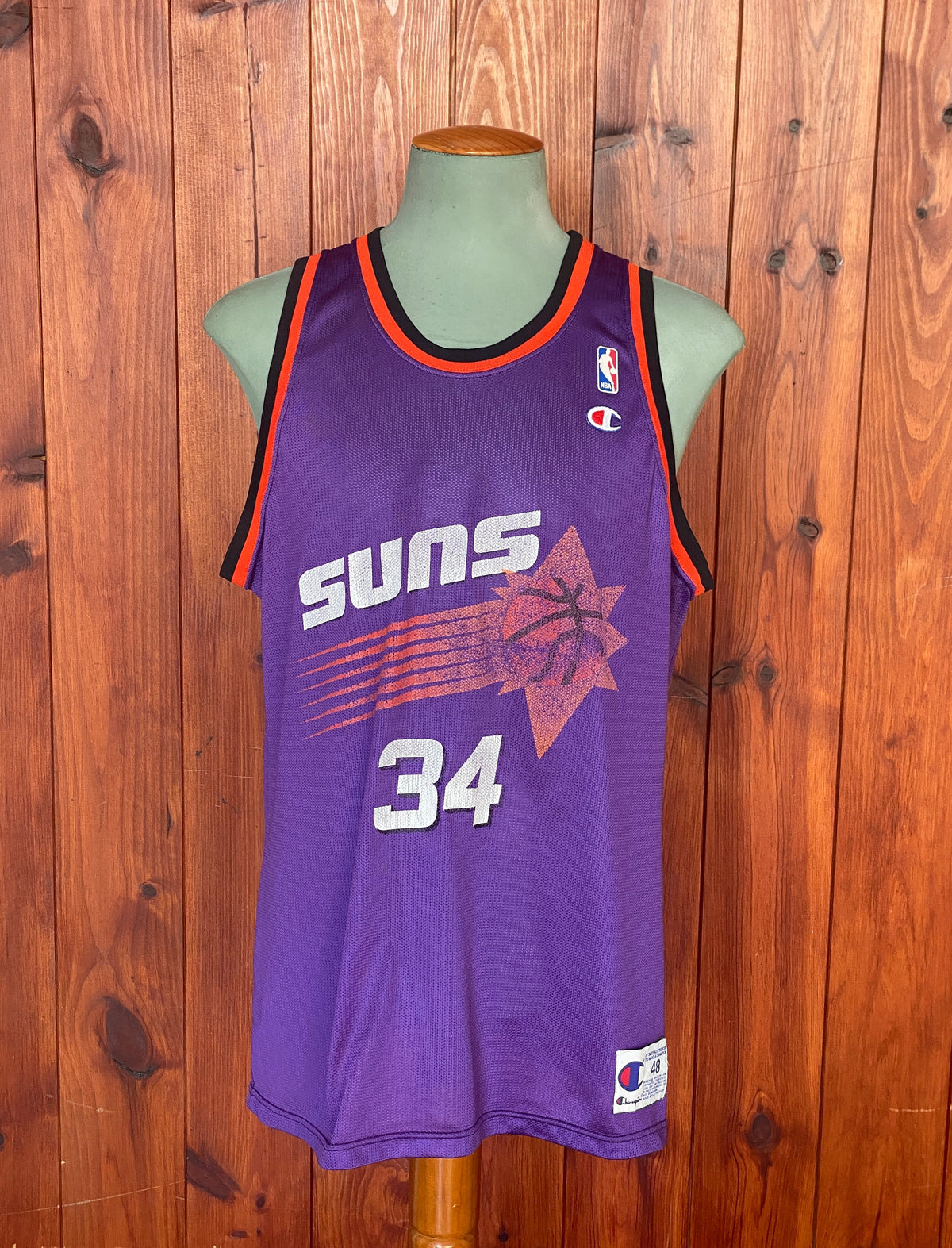 Vintage Suns NBA Jersey #34 Barker - Size 48 | Made In USA by Champion-AJ357 Studio