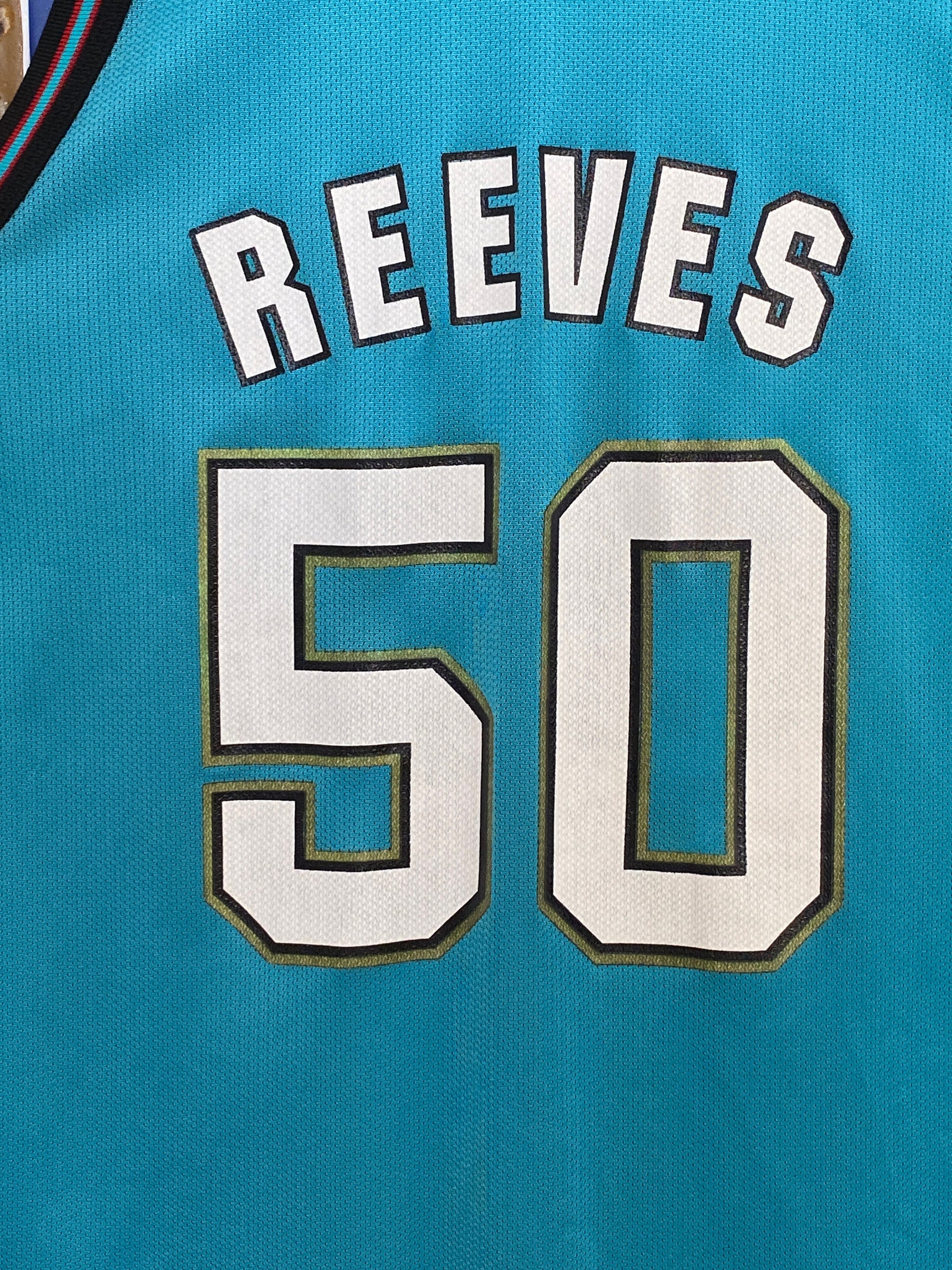 Vintage 90s NBA Grizzlies Bryant Reeves #50 Champion jersey, size 44 - back view.