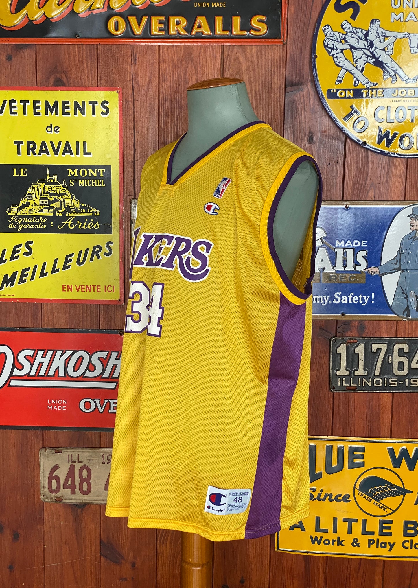 Size 48. # 34 Shaquille O'Neal LA Lakers Vintage NBA Champion Jersey