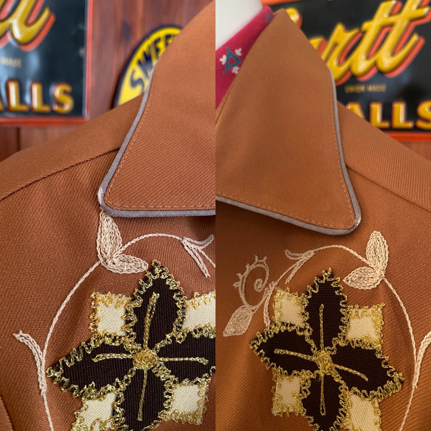 Size Med. Vintage 70s embroidered H Bar C western shirt