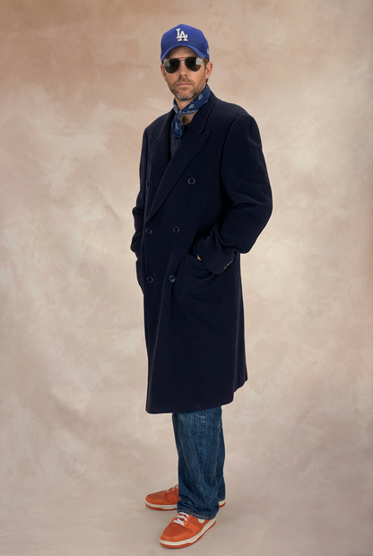 Size 52 EU Vintage dark blue Burberrys Cashmere Overcoat – Double Breasted Classic.-AJ357 Studio