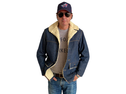 Medium Size Vintage Montgomery Ward Denim Fleece Barn Coat Chore Jacket, Made in USA - Classic Workwear Collectible-AJ357 Studio