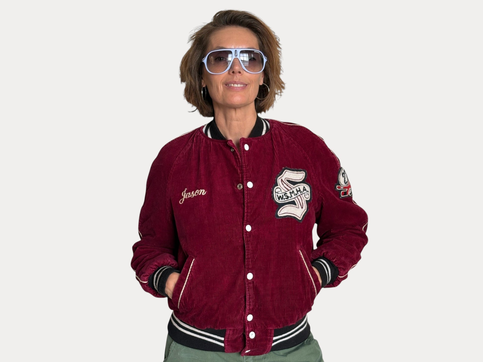 Size 34US / 44EU. Corduroy 70s varsity hockey jacket Made in Canada-AJ357 Studio-AJ357 Studio