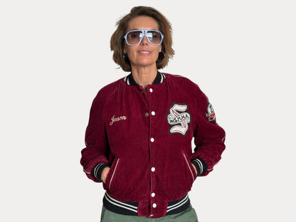 Size 34US / 44EU. Corduroy 70s varsity hockey jacket Made in Canada-AJ357 Studio-AJ357 Studio