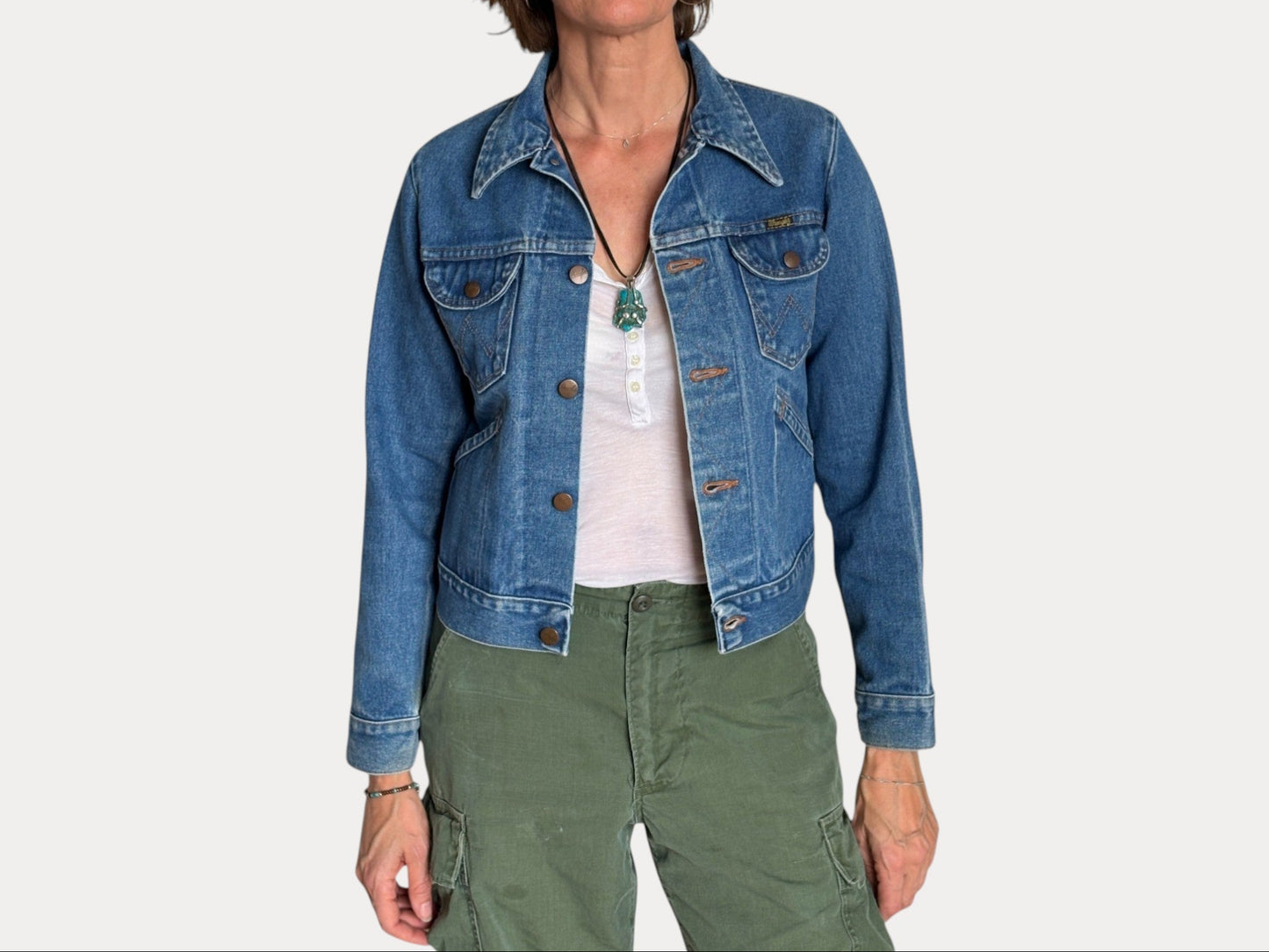 Size 18 . Vintage 70s Wrangler Denim Jacket – 4 Pockets – Made in USA-AJ357 Studio-AJ357 Studio
