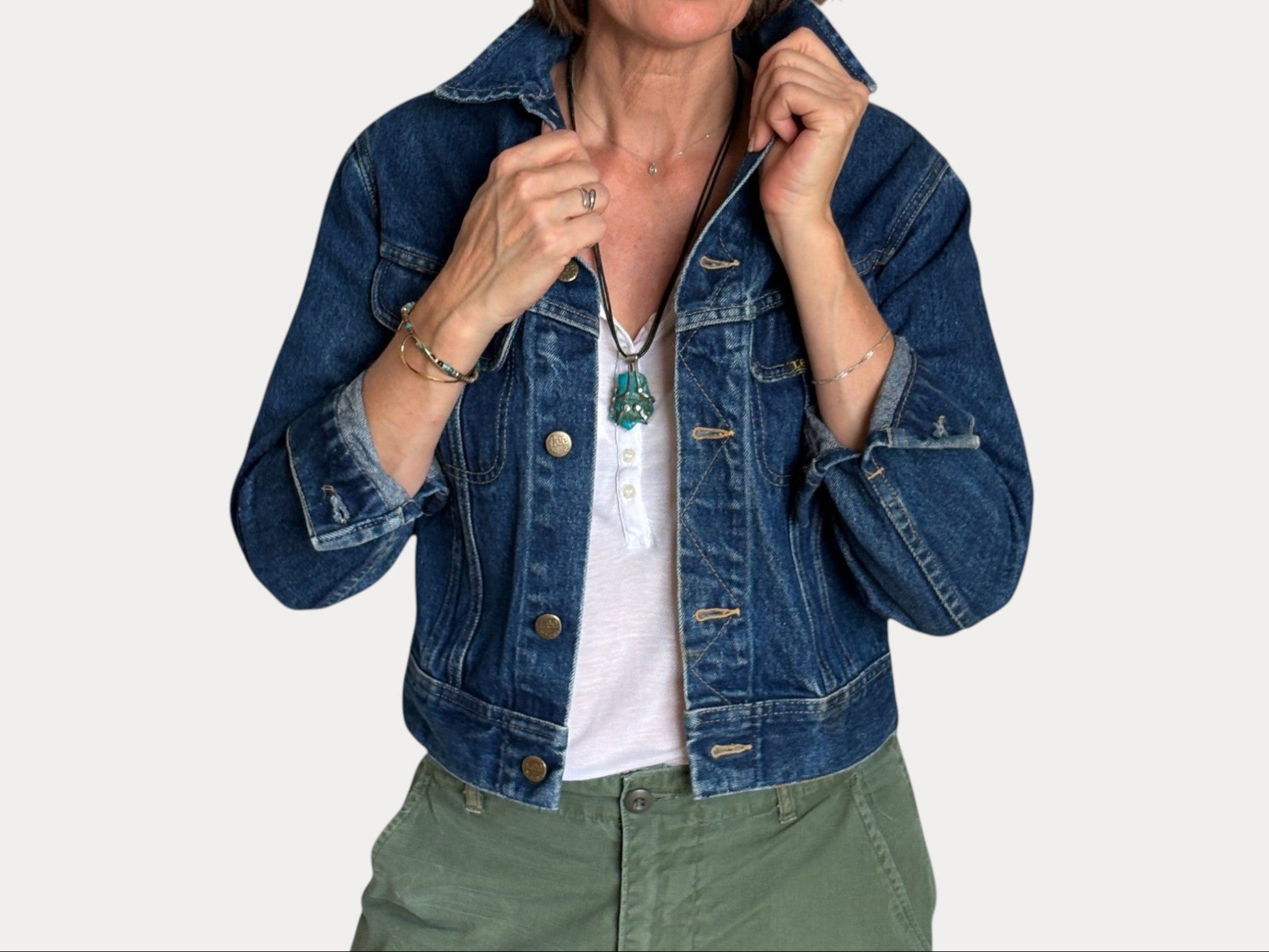 Size 16 . Vintage 80s Lee Denim Jacket – 2 Pockets – Made in USA-AJ357 Studio-AJ357 Studio