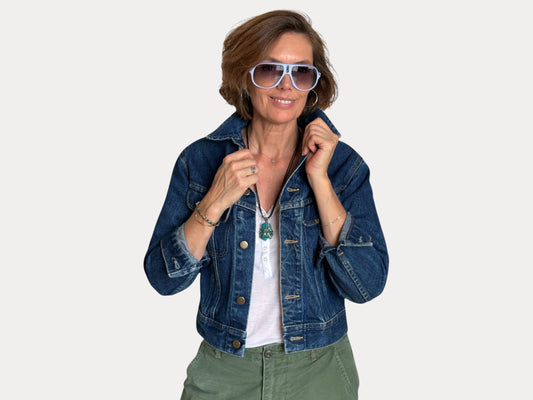 Size 16 . Vintage 80s Lee Denim Jacket – 2 Pockets – Made in USA-AJ357 Studio-AJ357 Studio
