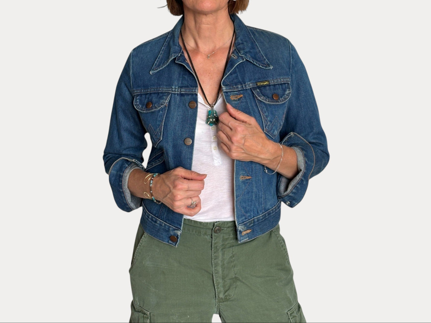 Size 16 . Vintage 70s Wrangler Denim Jacket – 4 Pockets – Made in USA-AJ357 Studio-AJ357 Studio
