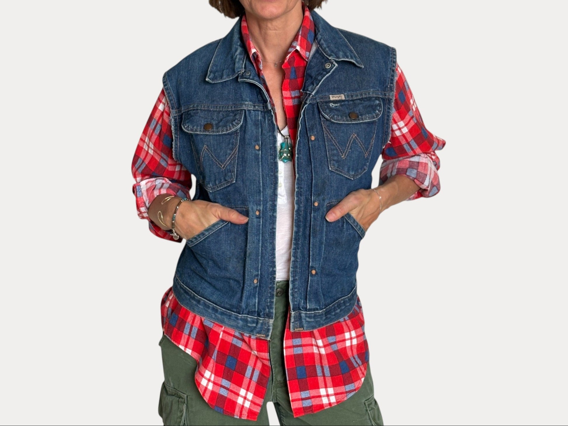Size 38US / 48EU . 1960s Vintage Wrangler 24MJZ Denim Jacket – Made in USA-AJ357 Studio-AJ357 Studio
