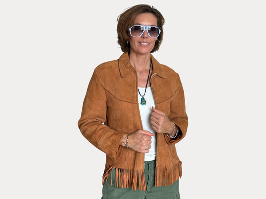 60s Distress women western suede fringe jacket Size 38US-AJ357 Studio-AJ357 Studio