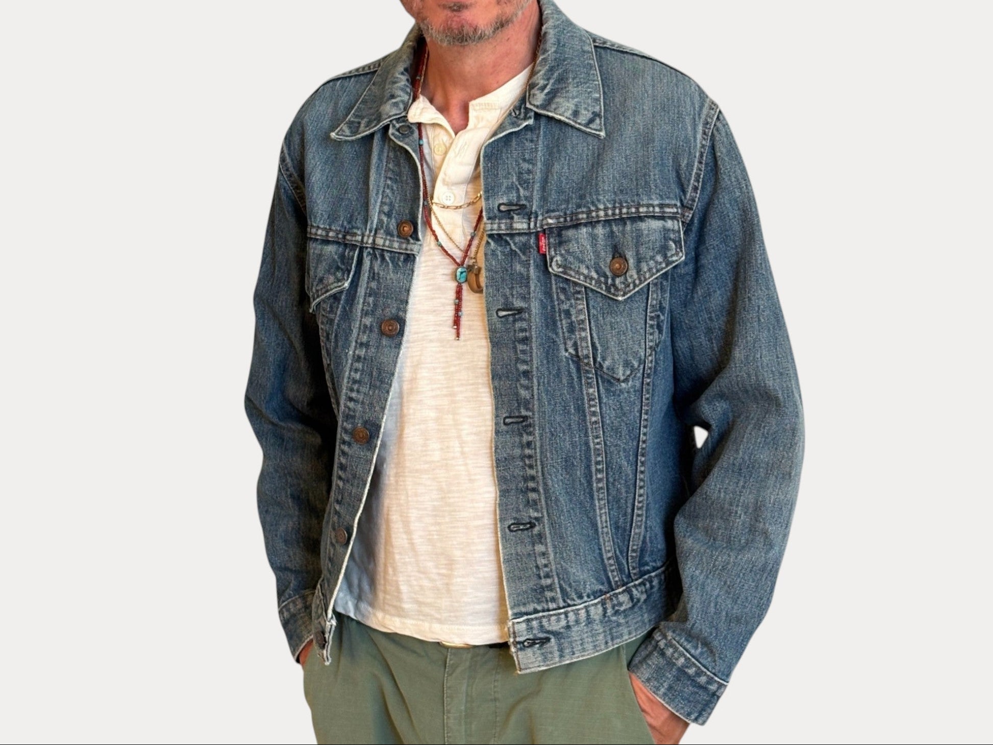 Size 42US/52EU. Vintage late 70s 70505 Levis 2 pockets made in USA-AJ357 Studio-AJ357 Studio