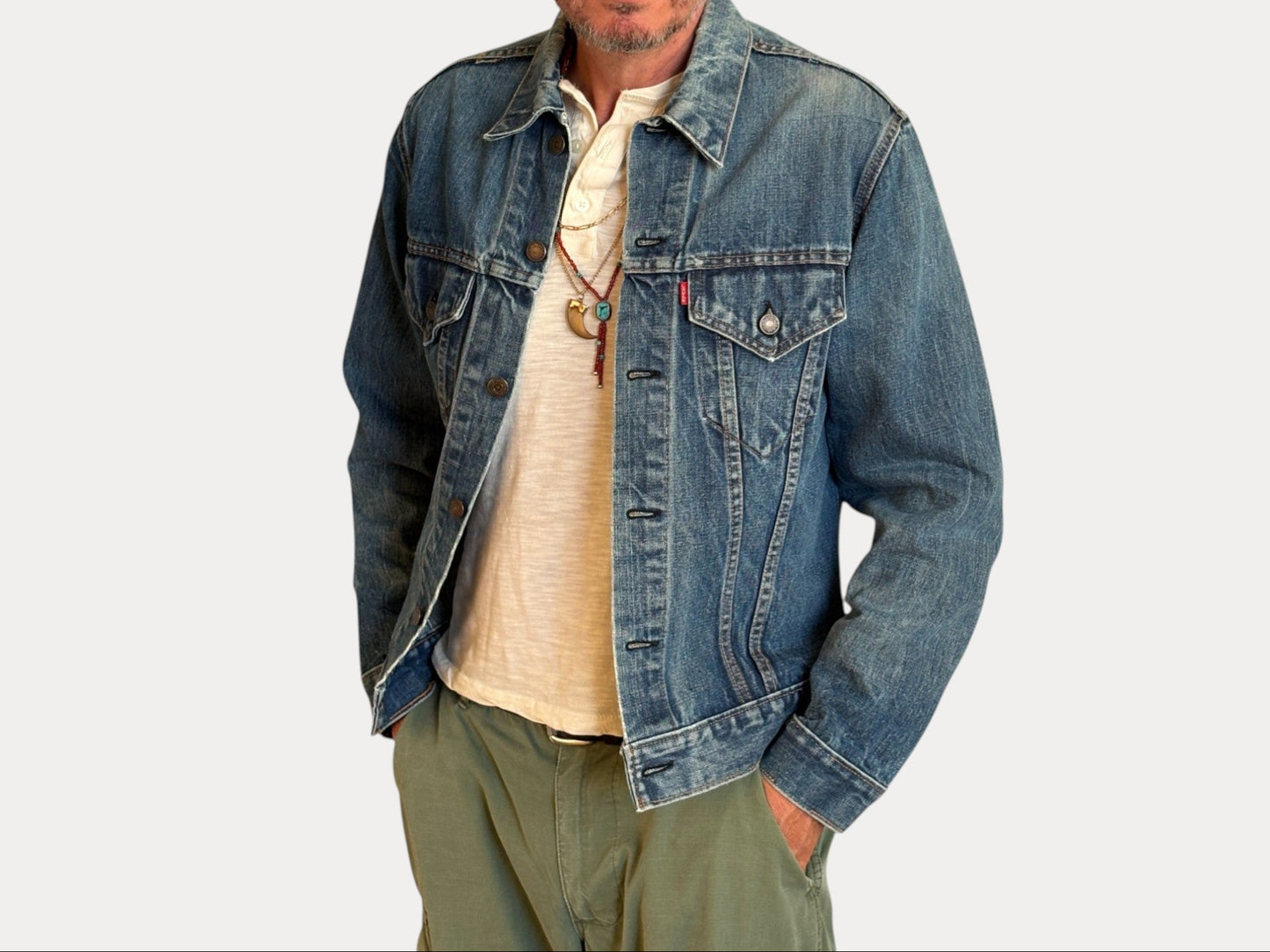 Size 42US / 52EU. Vintage late 70s 70505 Levis 2 pockets made in USA-AJ357 Studio-AJ357 Studio
