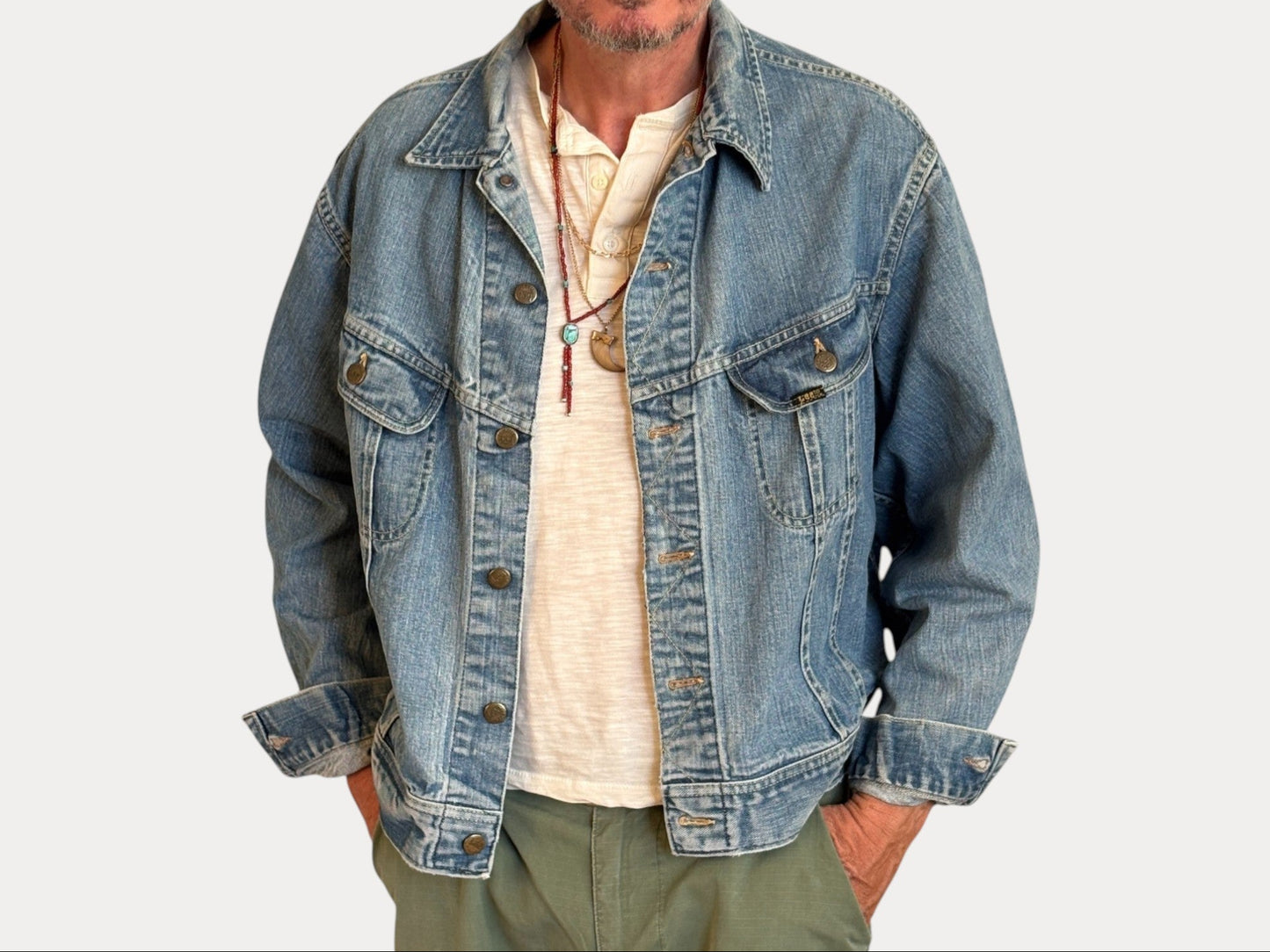 Size 50US XXL. Vintage 70s Lee Union Made Denim Shirt – 2 Pockets – Made in USA-AJ357 Studio-AJ357 Studio