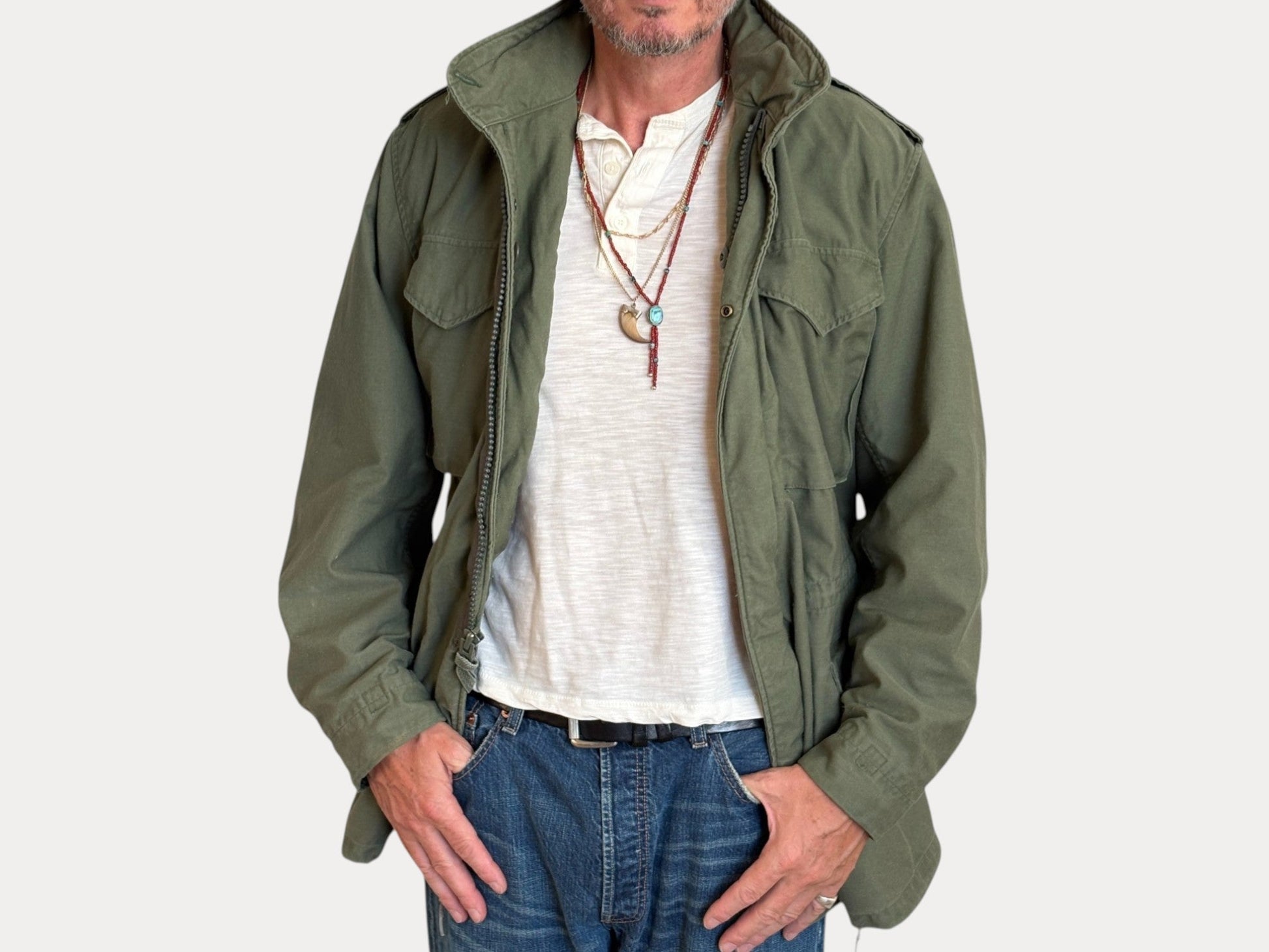 Med Long. Authentic 1987 US Army M-65 field jacket Military-AJ357 Studio-AJ357 Studio