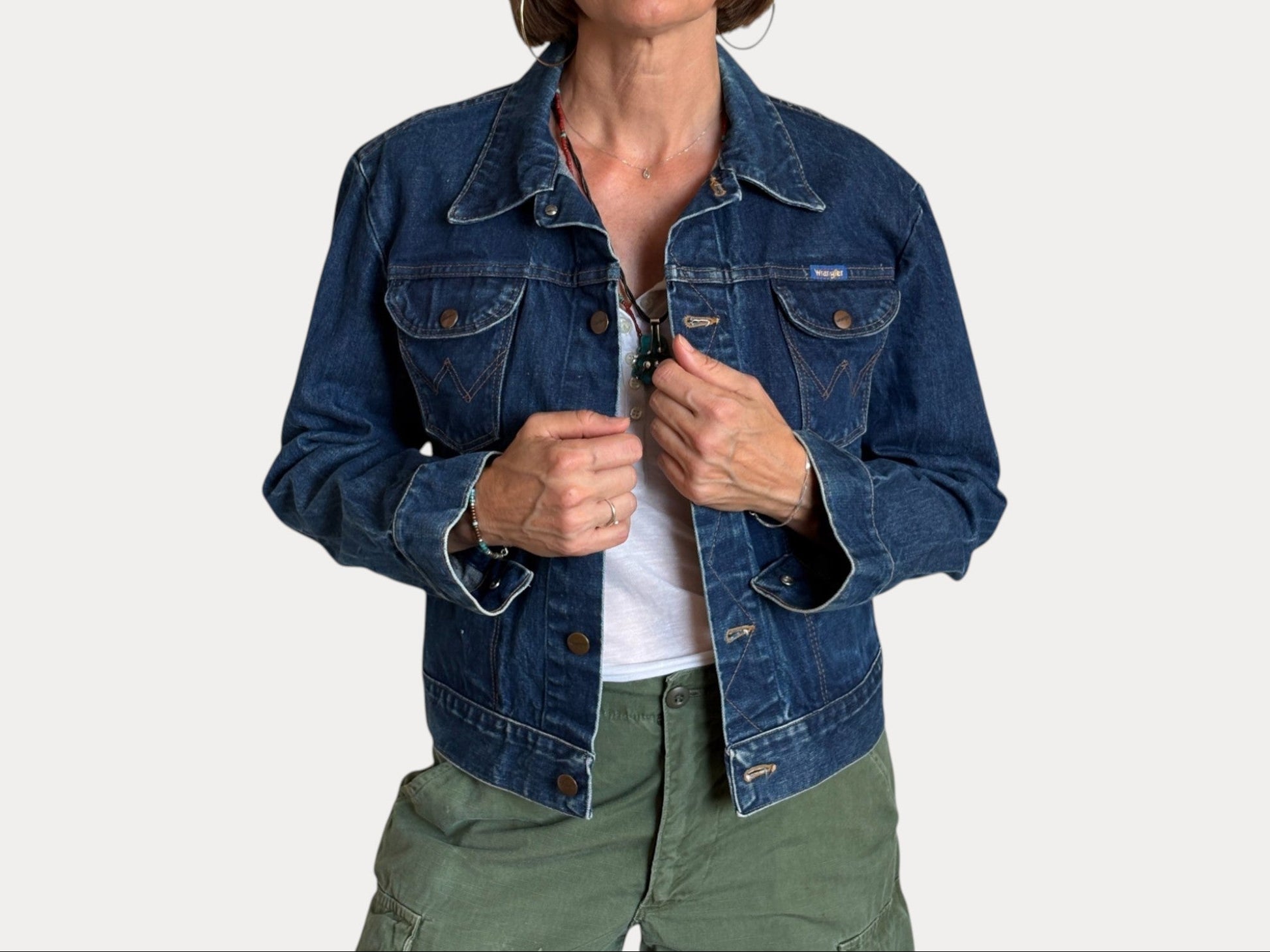 Size 38US . Vintage 90s Wrangler Denim Jacket – 4 Pockets – Made in Malta-AJ357 Studio-AJ357 Studio