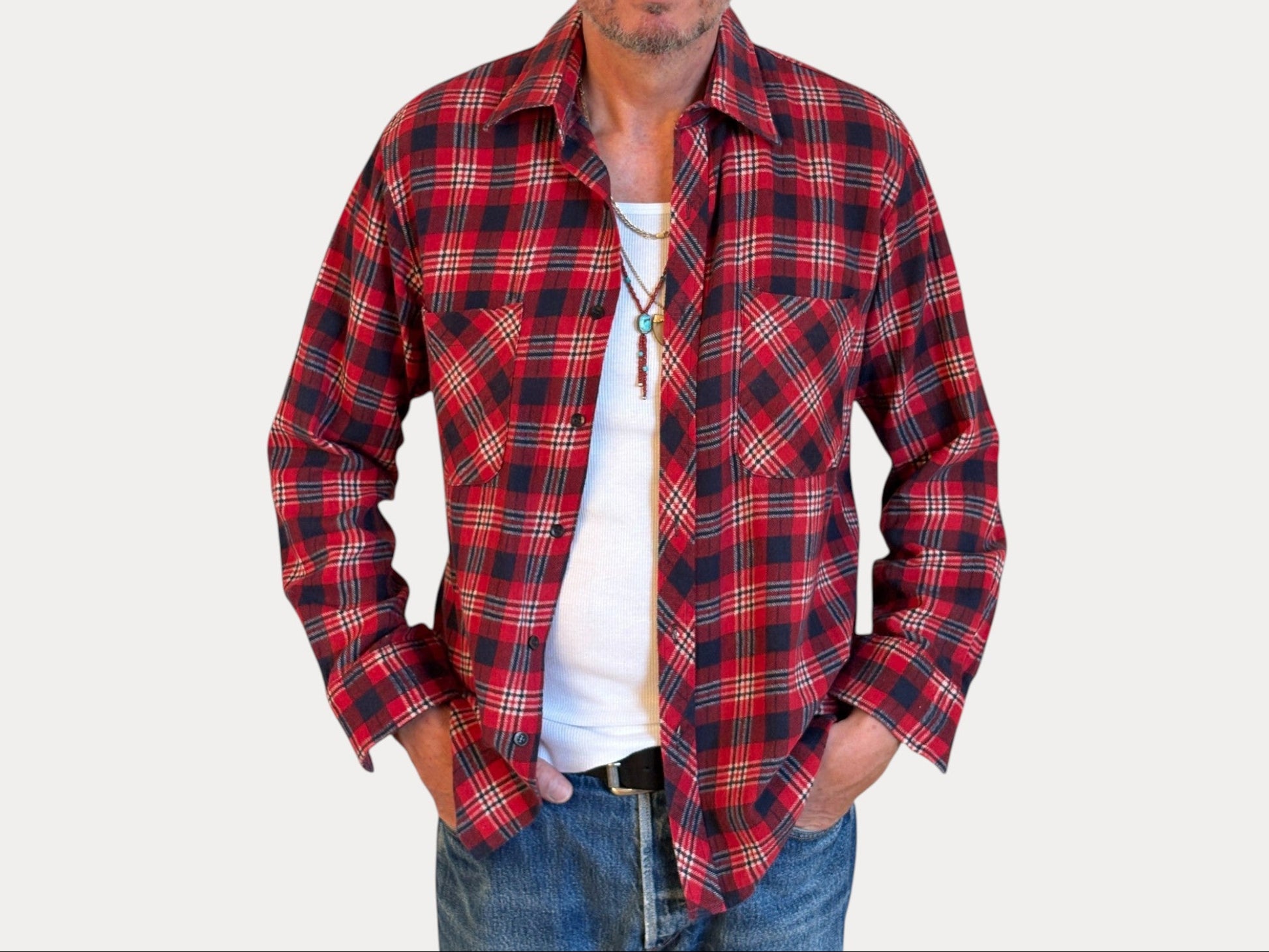 Size Med. Vintage 80s Flannel Plaid Shirt – Retro Grunge Workwear-AJ357 Studio-AJ357 Studio