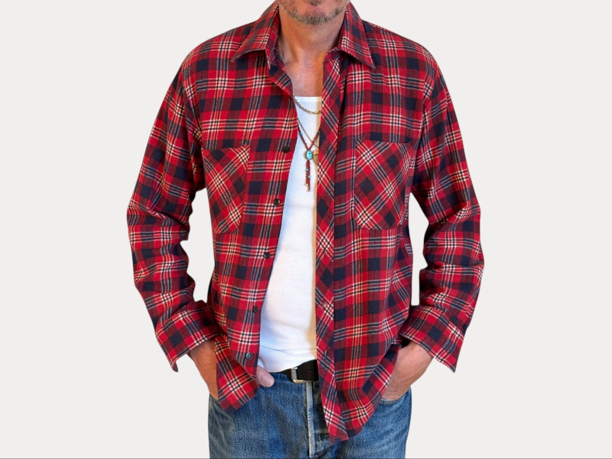 Size Med. Vintage 80s Flannel Plaid Shirt – Retro Grunge Workwear-AJ357 Studio-AJ357 Studio