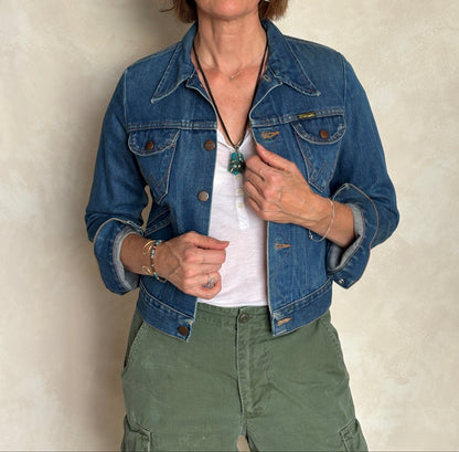 Size 16 . Vintage 70s Wrangler Denim Jacket – 4 Pockets – Made in USA-AJ357 Studio
