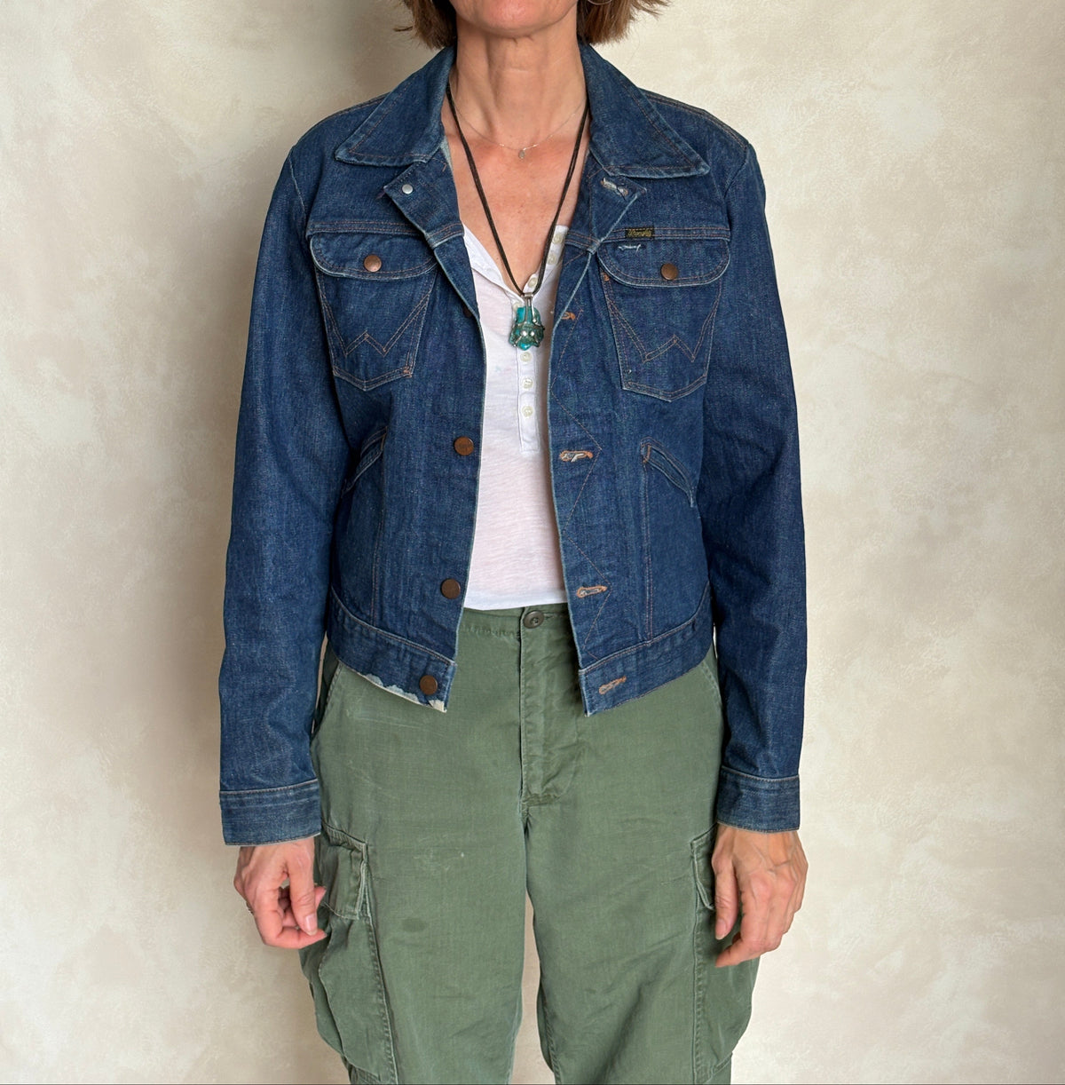 Size 36US / 46EU . Vintage 70s Wrangler Denim Jacket – 4 Pockets – Made in USA-AJ357 Studio