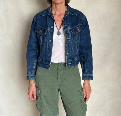Size 16 . Vintage 80s Lee Denim Jacket – 2 Pockets – Made in USA-AJ357 Studio