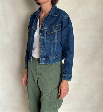 Size 16 . Vintage 80s Lee Denim Jacket – 2 Pockets – Made in USA-AJ357 Studio
