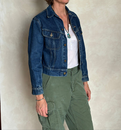 Size 16 . Vintage 80s Lee Denim Jacket – 2 Pockets – Made in USA-AJ357 Studio