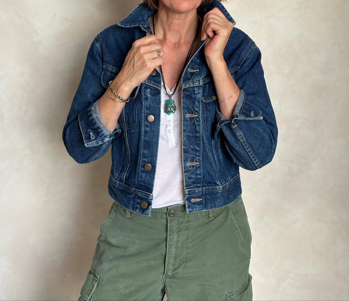 Size 16 . Vintage 80s Lee Denim Jacket – 2 Pockets – Made in USA-AJ357 Studio