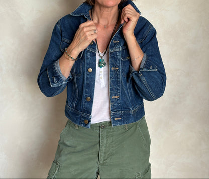 Size 16 . Vintage 80s Lee Denim Jacket – 2 Pockets – Made in USA-AJ357 Studio