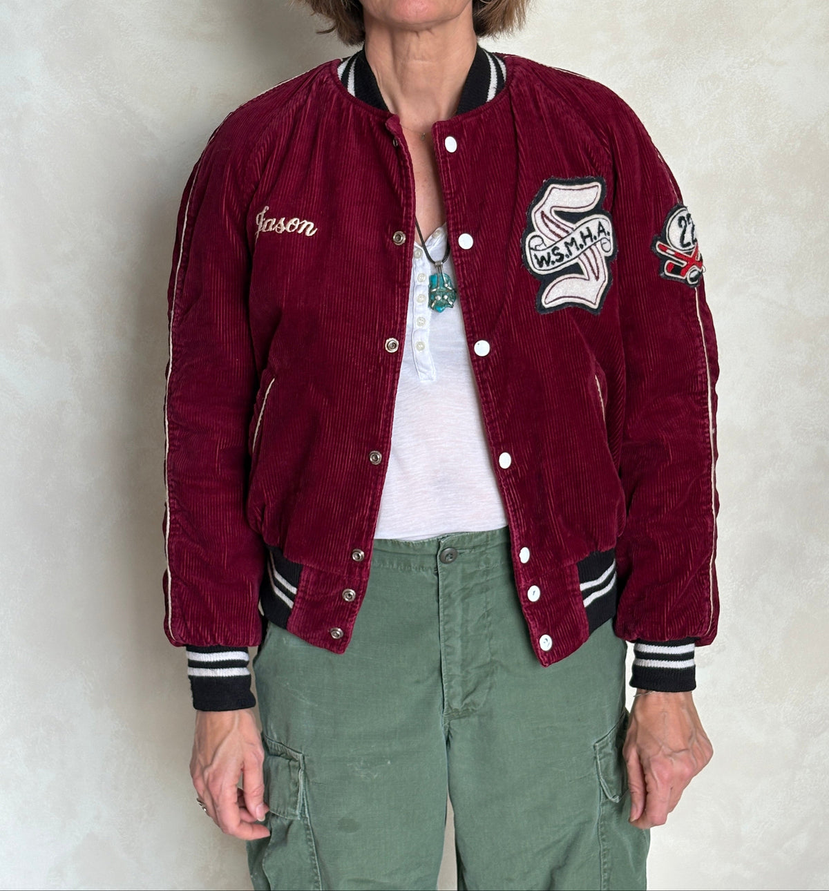 Size Medium. Corduroy 70s varsity hockey jacket Made in Canada-AJ357 Studio