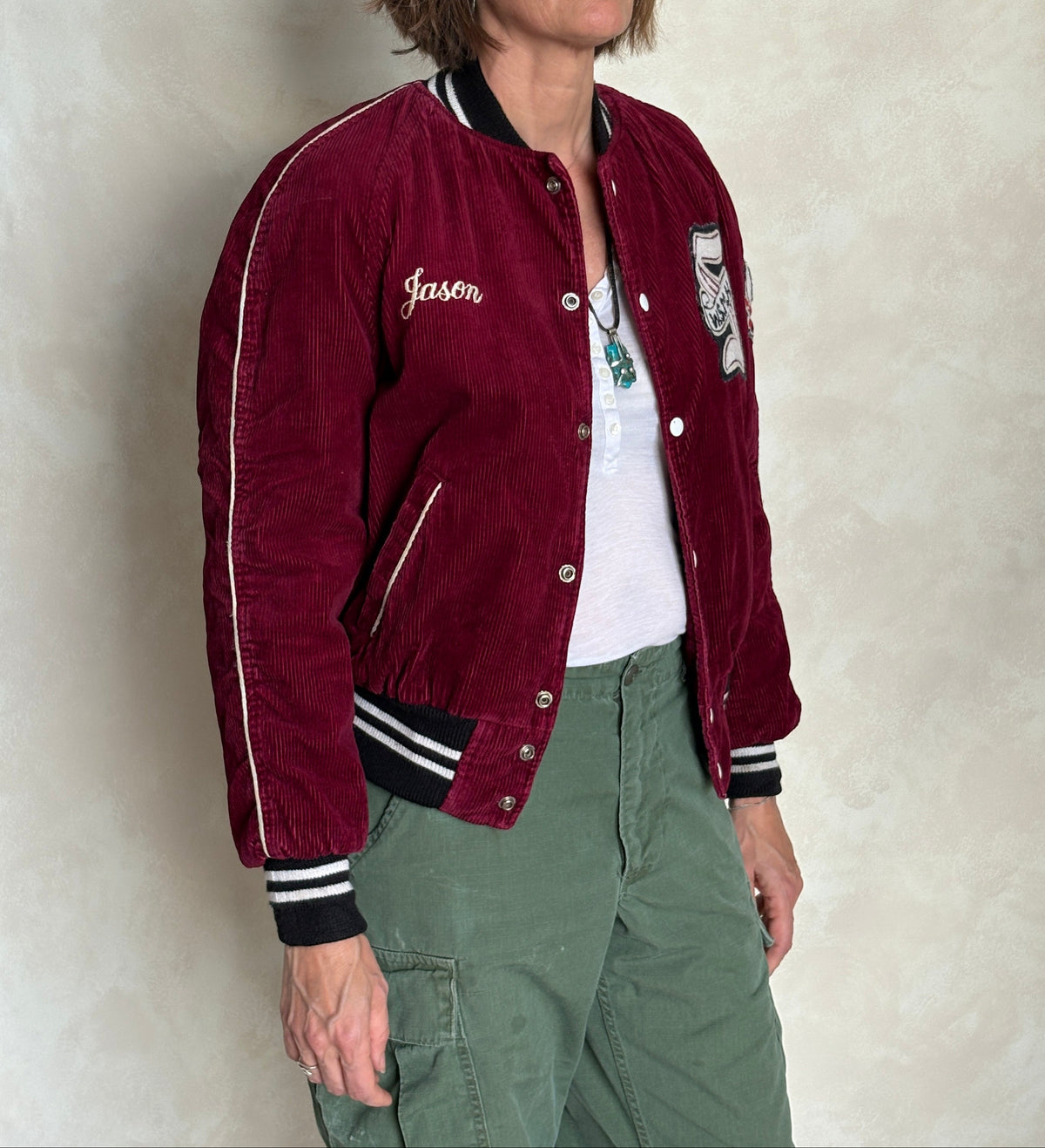 Size Medium. Corduroy 70s varsity hockey jacket Made in Canada-AJ357 Studio
