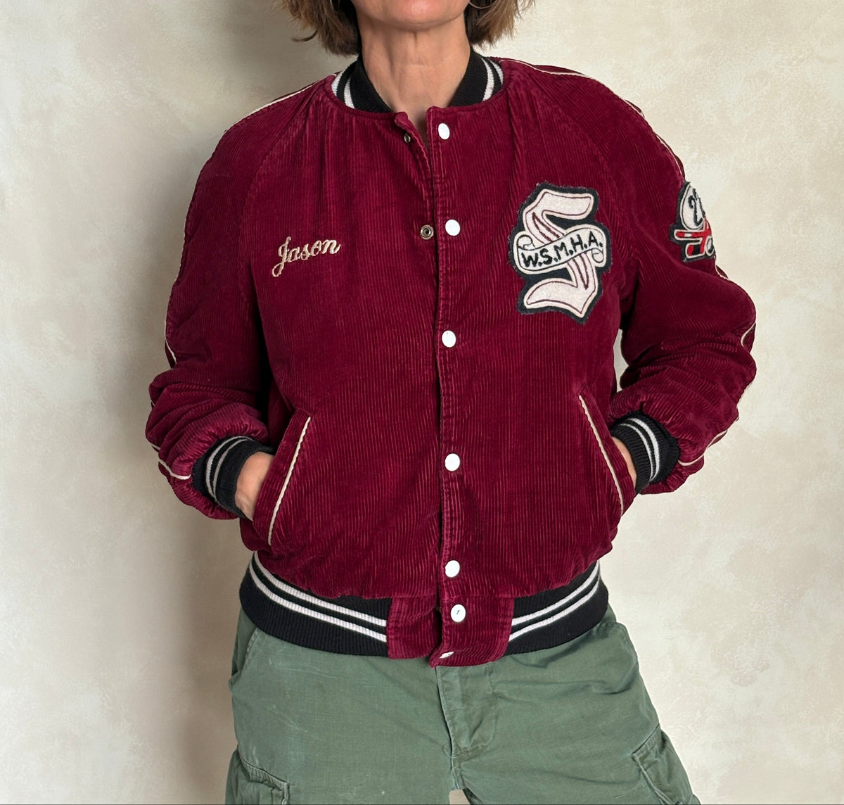 Size Medium. Corduroy 70s varsity hockey jacket Made in Canada-AJ357 Studio