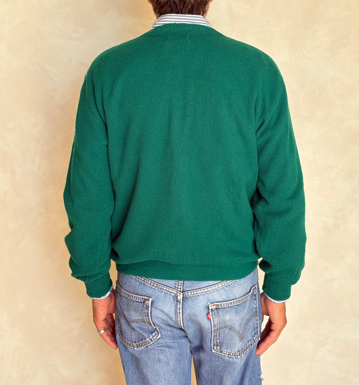 Vintage Izod Lacoste Green Knit Cardigan — Large