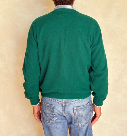 Vintage Izod Lacoste Green Knit Cardigan — Large