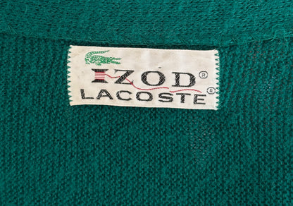 Vintage Izod Lacoste Green Knit Cardigan — Large