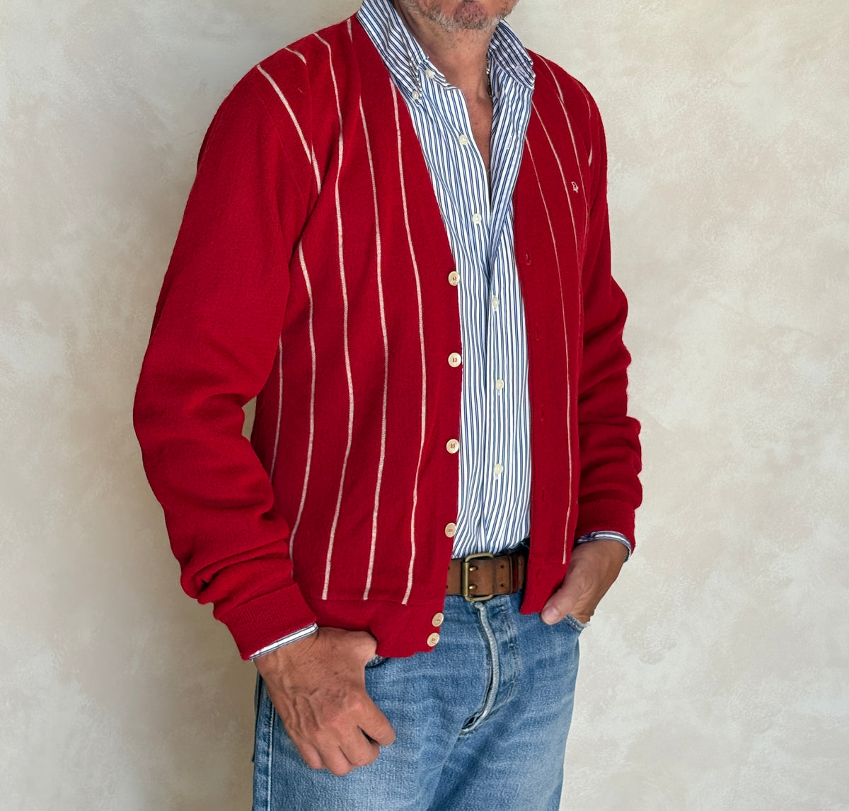 Vintage 80s Christian Dior Monsieur Striped Cardigan — Medium