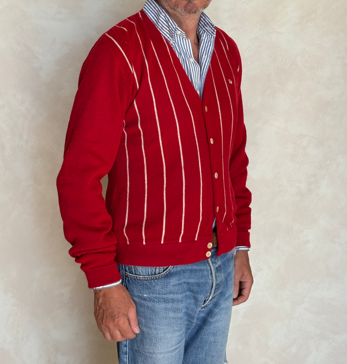 Vintage 80s Christian Dior Monsieur Striped Cardigan — Medium